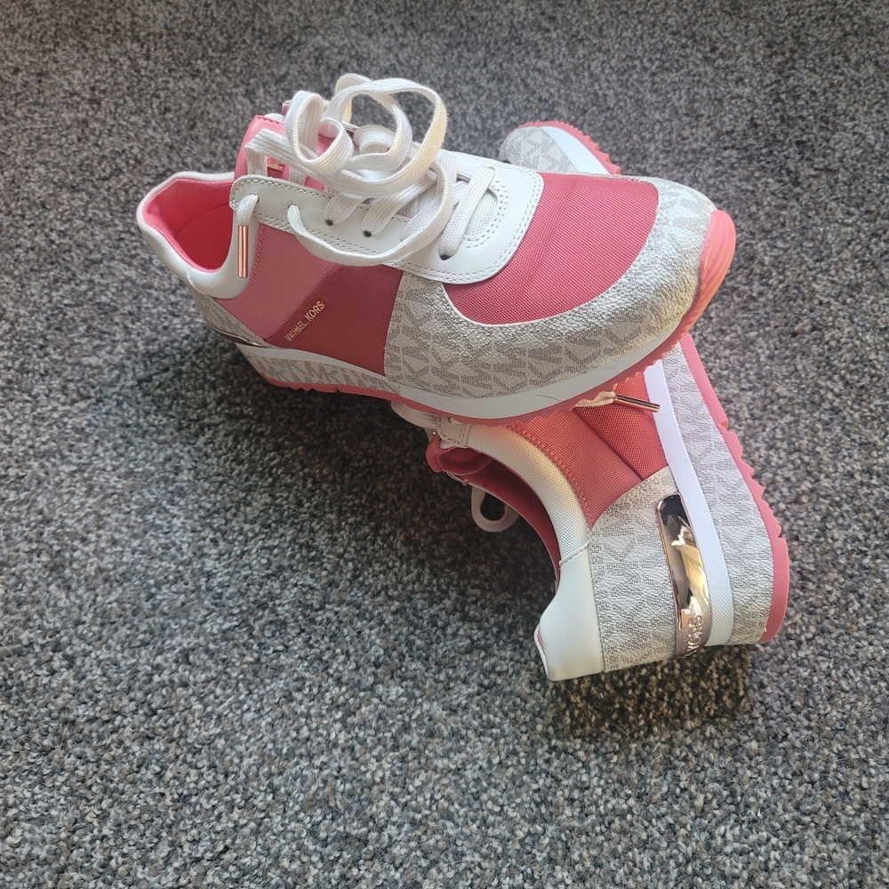 Michael Kors Pink and White Logo Sneakers